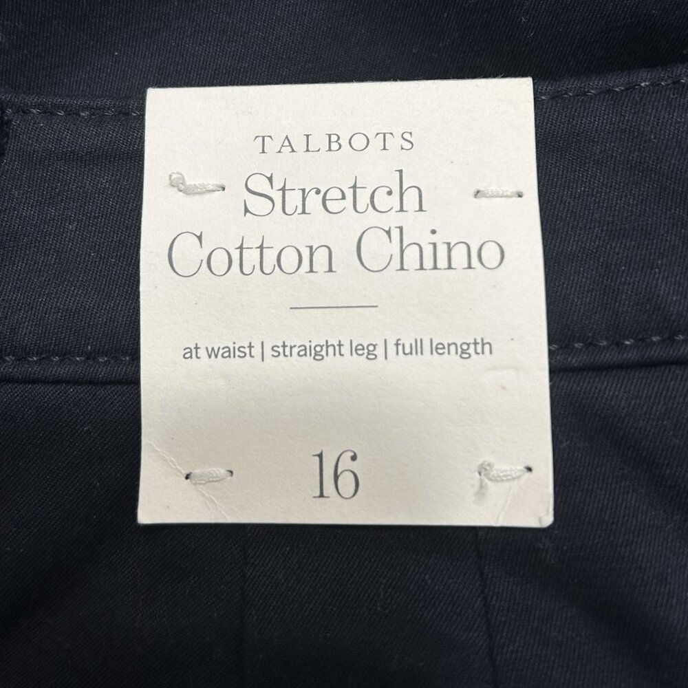 NWT Talbots Stretch Cotton Chino, Navy Blue, SZ 16